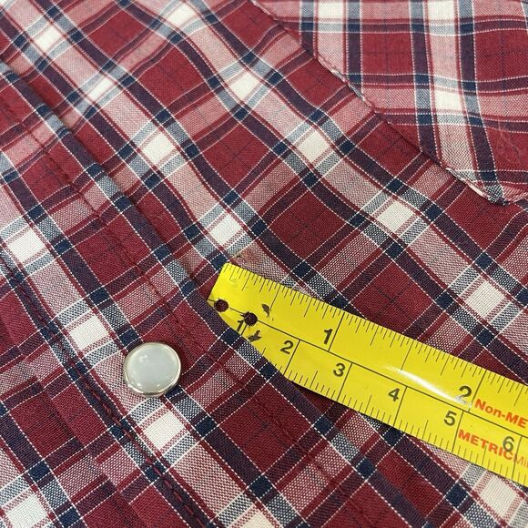 VTG Plains Men’s Western Pearl Snap Shirt Cotton Red Blue Checkered Size XL - Picture 3 of 7